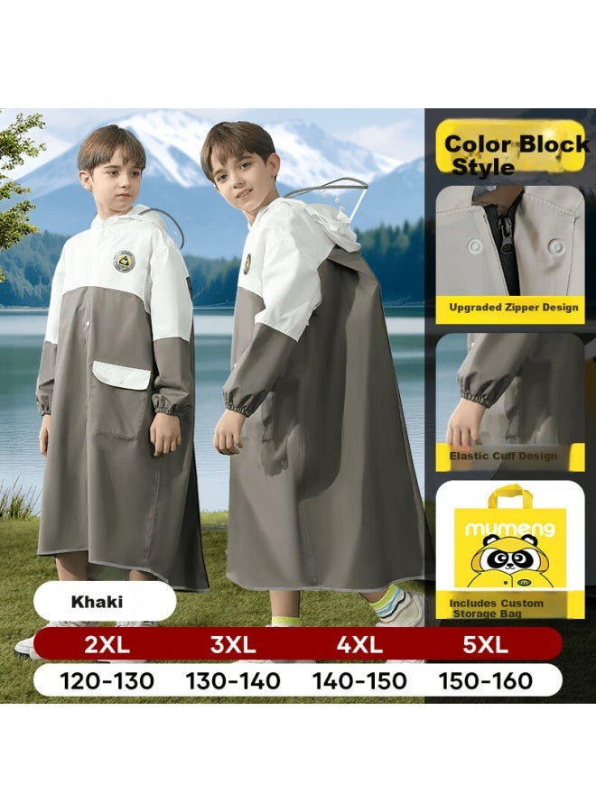 Moremerry Kids Raincoat Uni Waterproof Breathable School Backpack Cover Fashion Rain Poncho Cocoa Brown 5XL - Image 1