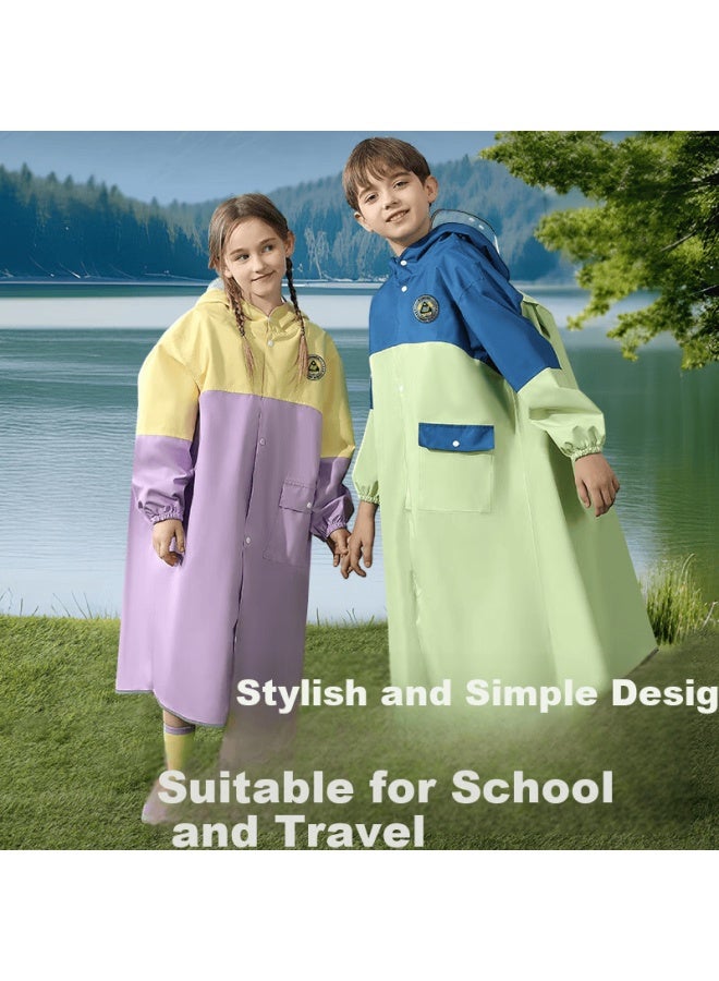 Moremerry Kids Raincoat Uni Waterproof Breathable School Backpack Cover Fashion Rain Poncho Cocoa Brown 5XL - Image 3