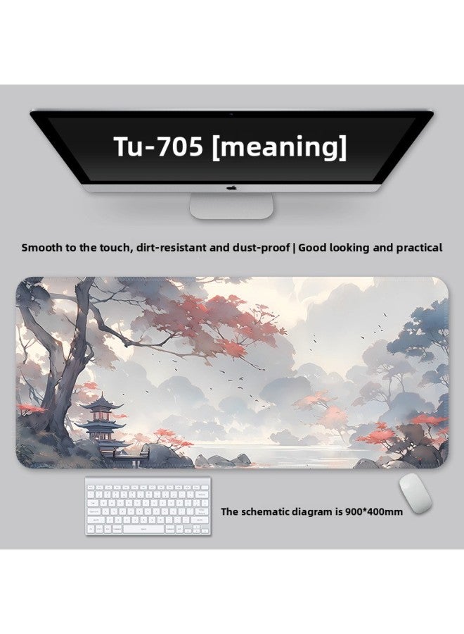 Mouse Pad Large National Style Landscape College Student Table Mat Game Special Keyboard Pad Men's And Women's Computer Office Mouse Pad-Color:600*300*3-Pattern:TU-705 [Morning]]  - Image 1