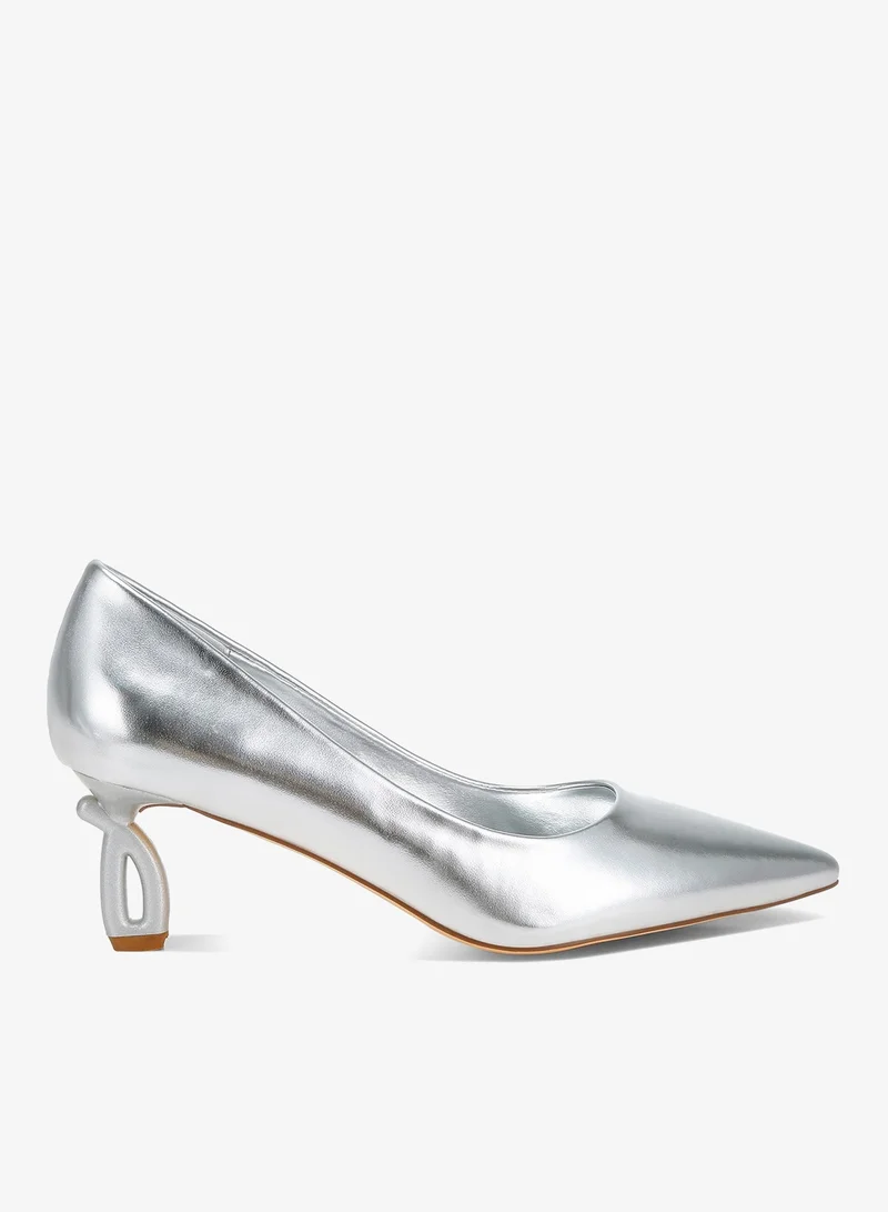 Metallic Fantasy Heel Pumps  in Silver