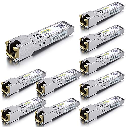 10Gtek SFP to RJ45 1000Base-T Copper Ethernet Module, Gigabit SFP-T Transceiver for Cisco SFP-GE-T, Meraki, Fortinet, Ubiquiti UniFi, TP-Link, Pack of 10 - Image 1