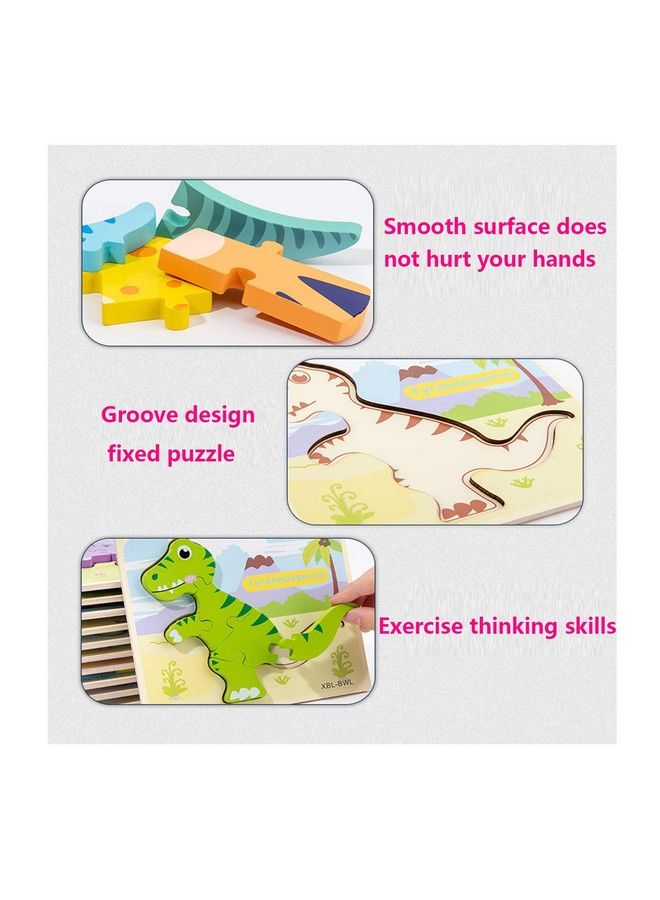 WedFeir Todder Puzzles Set Of 6 Dinosaur Wooden Puzzle For Toddler Kids 3+ Year Old Educational Toys For Preschool Kindergarten Boys And Girls. - Image 3