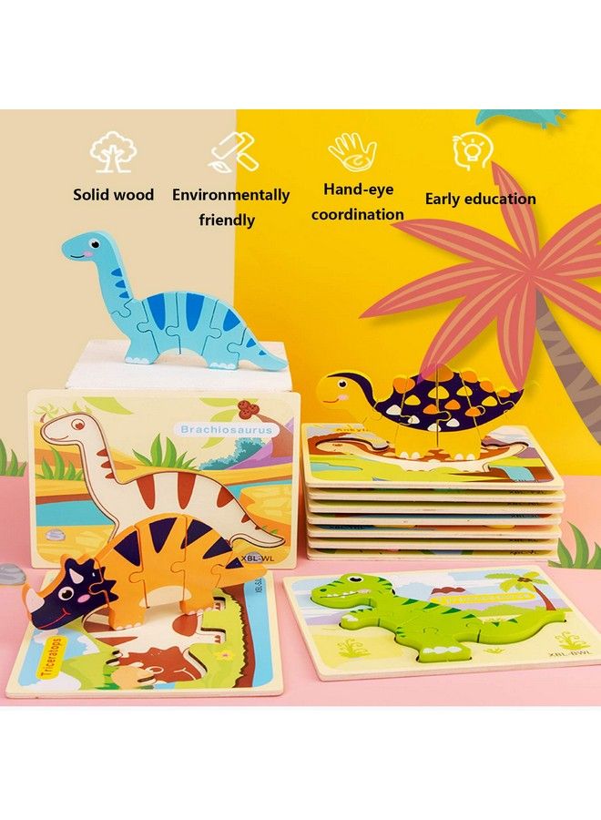 WedFeir Todder Puzzles Set Of 6 Dinosaur Wooden Puzzle For Toddler Kids 3+ Year Old Educational Toys For Preschool Kindergarten Boys And Girls. - Image 4