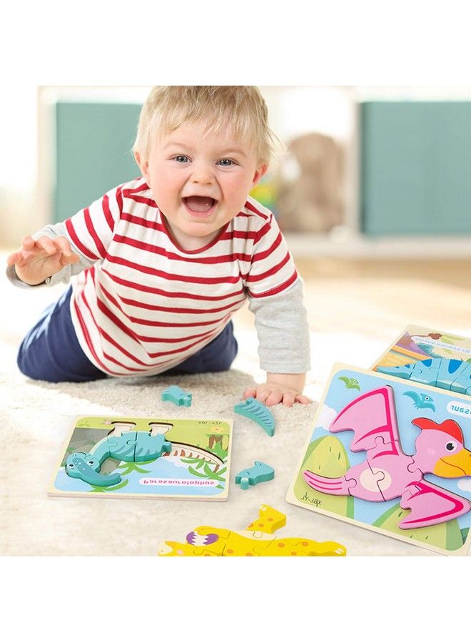WedFeir Todder Puzzles Set Of 6 Dinosaur Wooden Puzzle For Toddler Kids 3+ Year Old Educational Toys For Preschool Kindergarten Boys And Girls. - Image 5