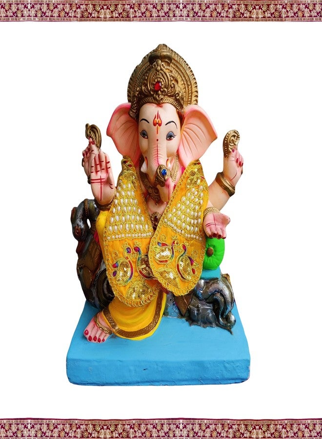 PUNYATVA Ganpati Shela with Moti Design (أصفر)، Khes، Patka، Uparna Vastra لـ Gauri Ganpati، Ganesh Chaturthi، Varalakshmi Vratam، Navratri، Durga Puja، إكسسوارات الديكور للأصنام، فستان الله - Image 5
