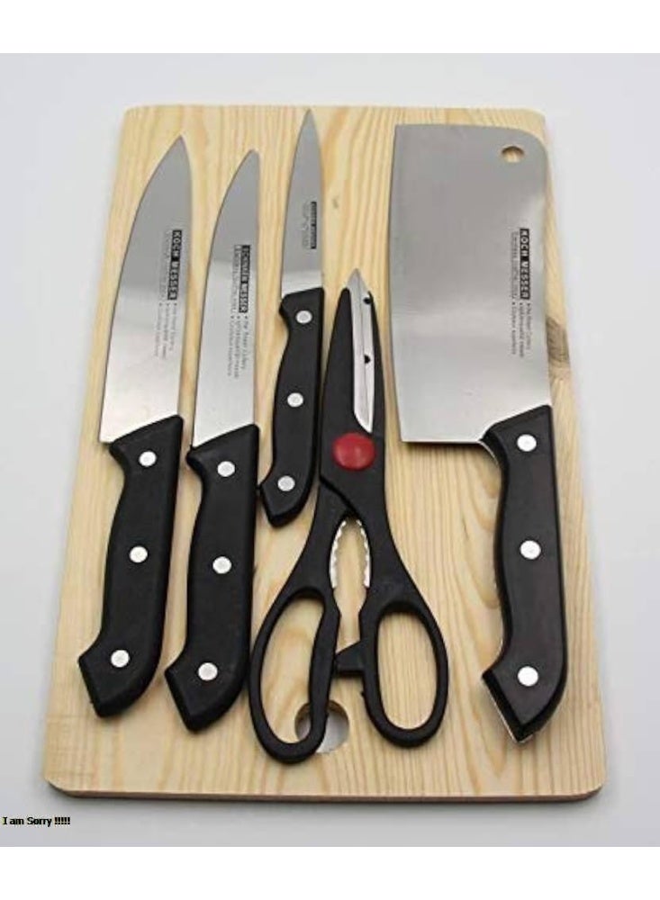 بروماس مجموعة سكاكين مطبخ من الفولاذ المقاوم للصدأ مع مقص 5 قطع