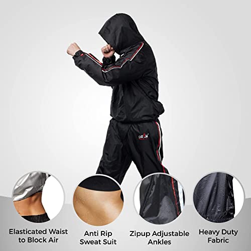 DEFY Challenge Your Fear بدلة ساونا ثقيلة لتحمل الوزن للجسم بالكامل هودي للرجال والنساء مضادة للتمزق بدلة عرق للتمارين الرياضية - Image 2