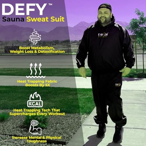 DEFY Challenge Your Fear بدلة ساونا ثقيلة لتحمل الوزن للجسم بالكامل هودي للرجال والنساء مضادة للتمزق بدلة عرق للتمارين الرياضية - Image 4