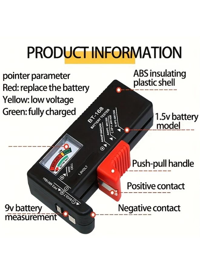 اختبار سعة البطارية الرقمي 168 برو للبطاريات AA وAAA وC وD و9V و1.5V مع شاشة عرض LCD - Image 5