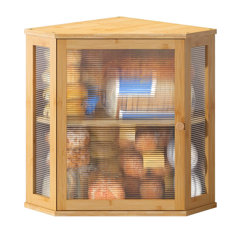 BMOSU Corner Bread Box for Kitchen Countertop Double Layer Bamboo Wooden Bread box Large Capacity Bread Storage BinNatural Extra Large