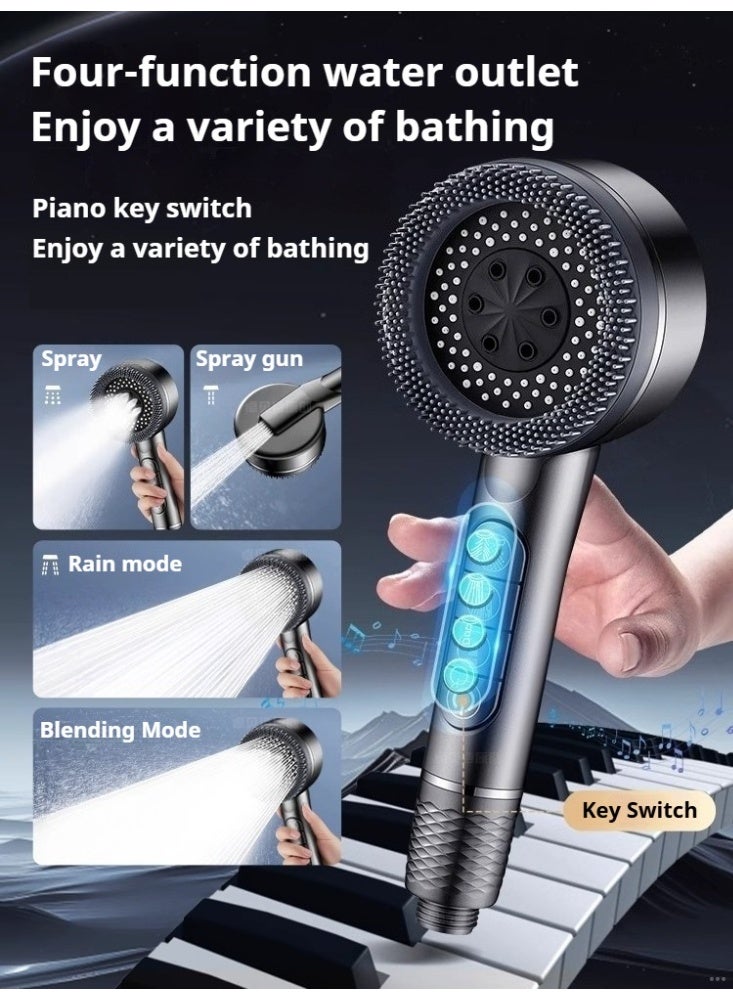 Filtered Shower Head with Handheld, High Pressure Shower Heads, Filtered Shower Head with Handheld Sprayer Soften Hard Water High Pressure Handheld Shower Head 4 Modes Water Saving Filter - Image 4