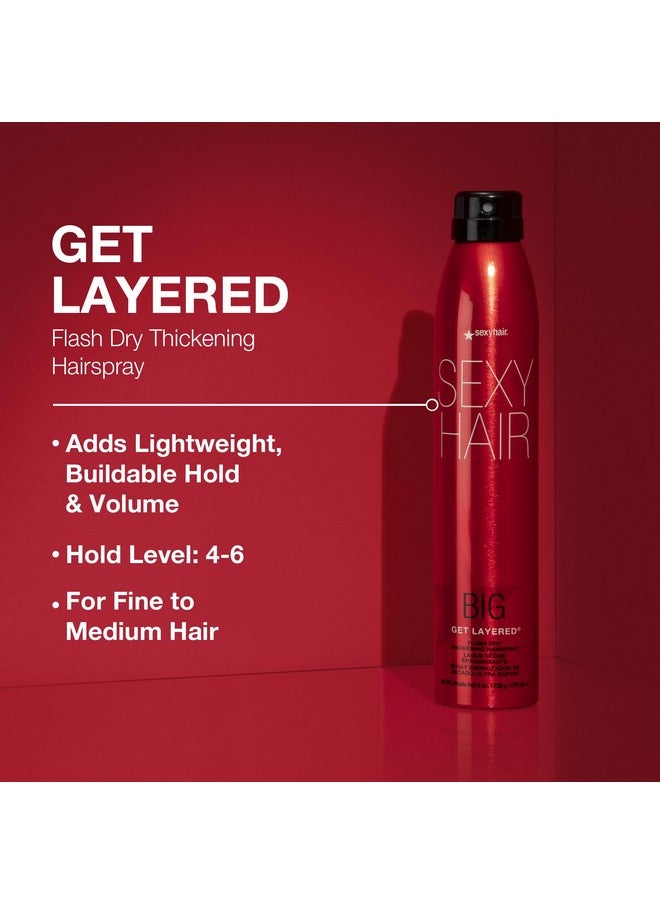Sexy Hair - Sexyhair Big Get Layered Flash Dry Thickening Hairspray 8 Oz Buildable Texture Volume And Shine Up To 72 Hours Of Humidity Resistance - Image 1
