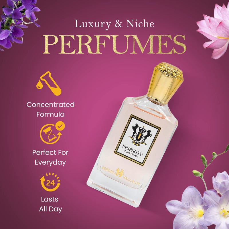 Dumont INSPIRITU POUR FEMME - 3.4oz - Womenâ€™s Perfume with Sweet, Sensual, Romantic & Sensual Fragrance - Long Lasting Cologne Mist & Body Spray - Perfect Luxury Gift for Her - Image 2