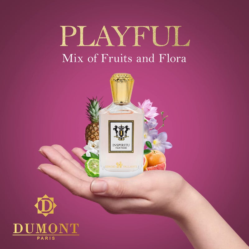 Dumont INSPIRITU POUR FEMME - 3.4oz - Womenâ€™s Perfume with Sweet, Sensual, Romantic & Sensual Fragrance - Long Lasting Cologne Mist & Body Spray - Perfect Luxury Gift for Her - Image 4