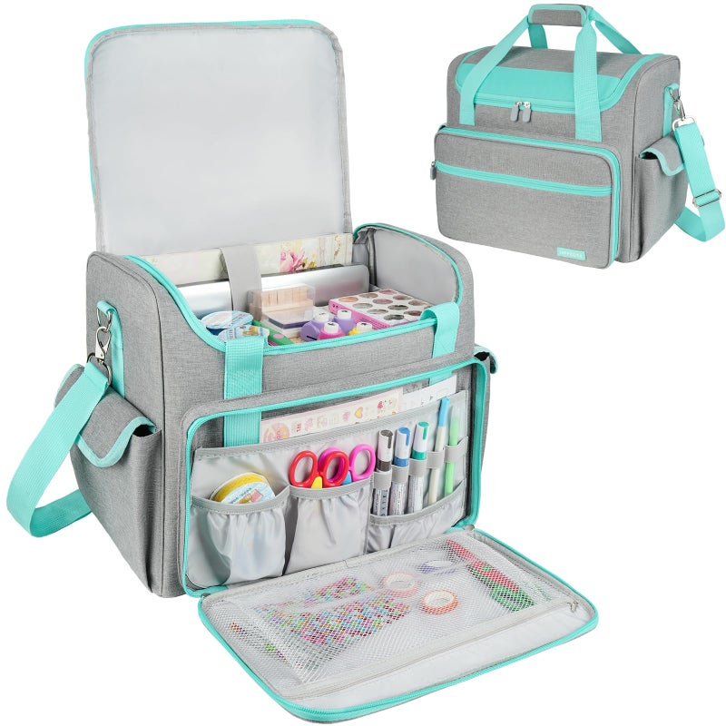 Jaffzora Craft Bag for Scrapbook Supplies Large Scrapbook Tote with 156 Laptop Sleeve Art Supply Storage Bag with Multiple Pockets for Scrapbooking Tools Gray - Image 2