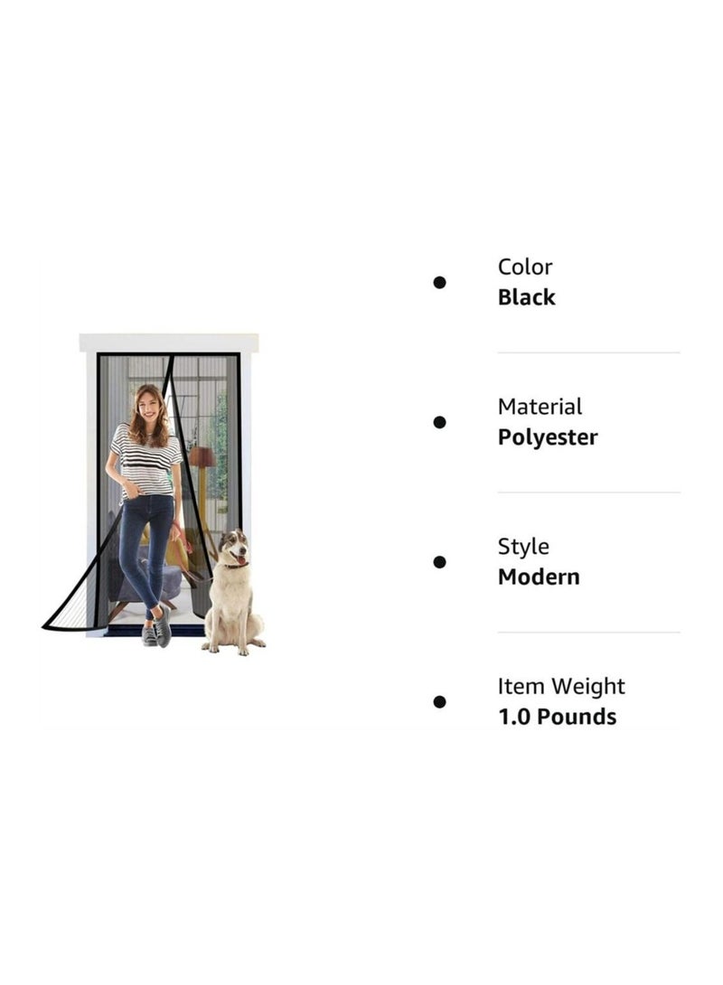 Y&D Fly Screen Door, Retractable Mesh with Magnet Sliding Hands Free Net, Pet & Kid Friendly (39" x 82", Black) - Image 3