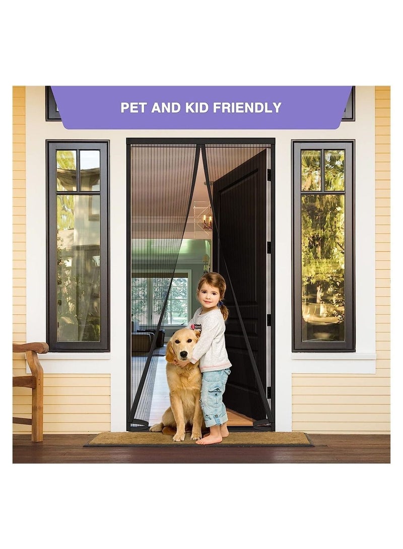 Y&D Fly Screen Door, Retractable Mesh with Magnet Sliding Hands Free Net, Pet & Kid Friendly (39" x 82", Black) - Image 5