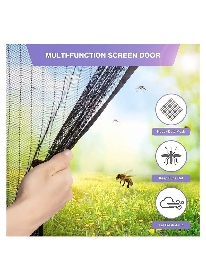Y&D Fly Screen Door, Retractable Mesh with Magnet Sliding Hands Free Net, Pet & Kid Friendly (39" x 82", Black) - Image 2