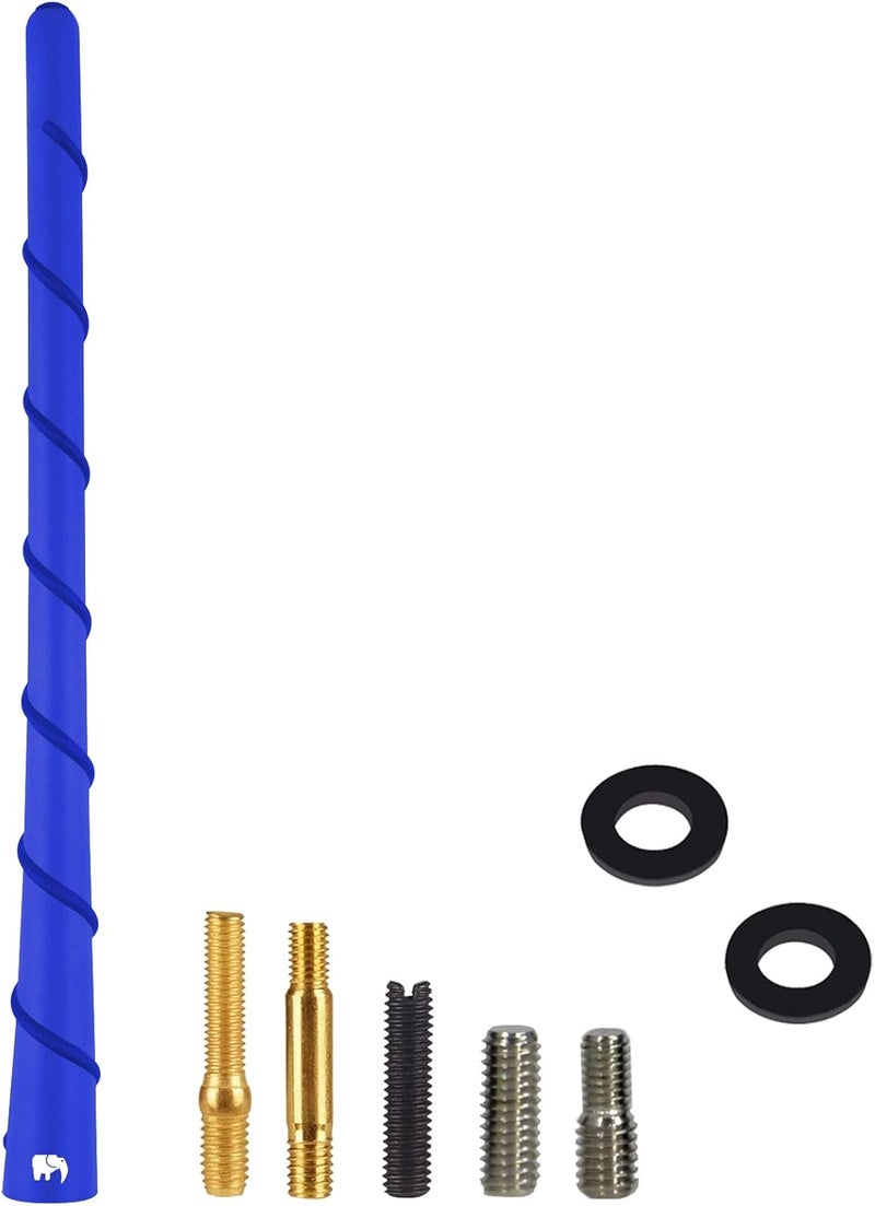 ONE250 8" inch Spiral Flexible Copper Core Antenna, Compatible with Jeep Wrangler JK JKU JL JLU Rubicon Sahara Gladiator (JL) [JT] Renegade Cherokee - Designed for Optimized FM/AM Reception (Blue) - Image 3