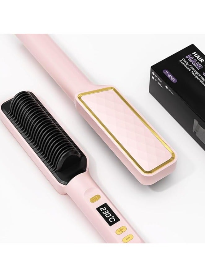 عربست فرشاة فرد الشعر بالأيونات السالبة، مشط فرد الشعر بالأيونات السالبة، مشط حلقي ساخن مع شاشة LED، مضاد للحروق، إيقاف التشغيل التلقائي، تسخين سريع، 30 إعدادًا لدرجة الحرارة للمنزل والسفر وصالون التجميل - Image 1