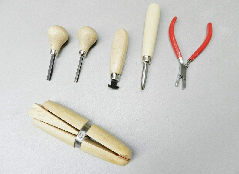 OSCAR KHAMBATI Stone Setting Tool Kit Bezel Roller Burnisher Plier Prong Pusher Jewelry Silver and Brown 6 Pieces Set - Image 5