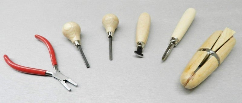 OSCAR KHAMBATI Stone Setting Tool Kit Bezel Roller Burnisher Plier Prong Pusher Jewelry Silver and Brown 6 Pieces Set - Image 3