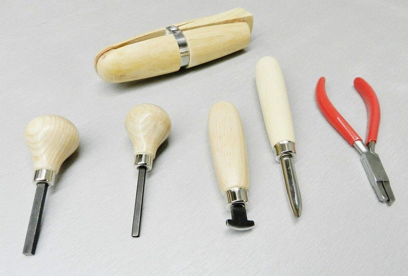 OSCAR KHAMBATI Stone Setting Tool Kit Bezel Roller Burnisher Plier Prong Pusher Jewelry Silver and Brown 6 Pieces Set - Image 4