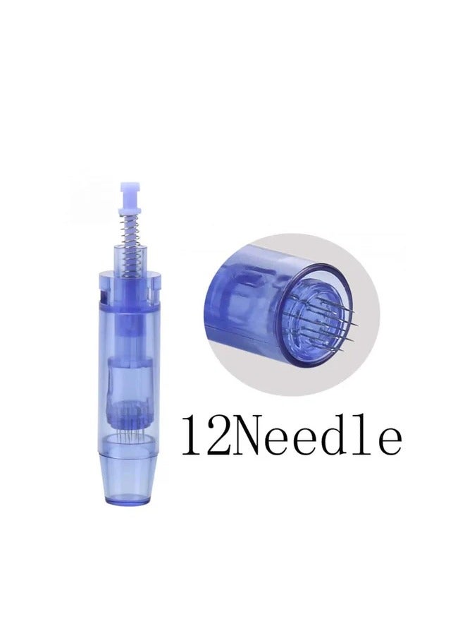 10-Piece Replaceable Cartridges Skin Derma Needles for Microneedling Pen 12 Pin Cartridge Blue