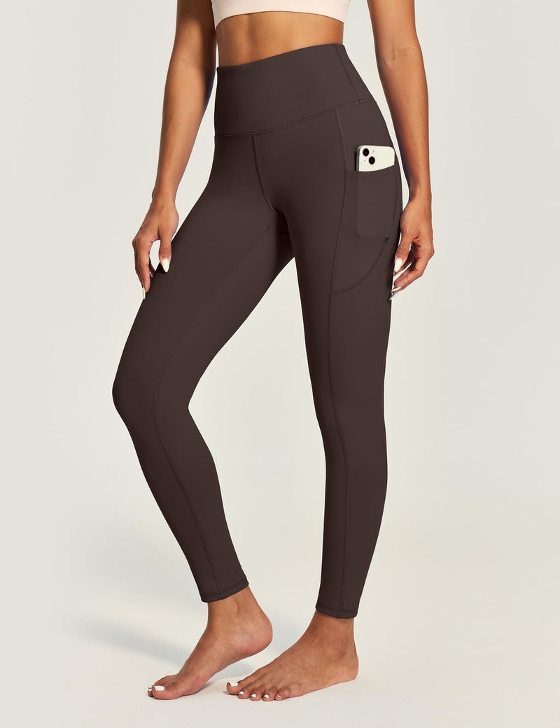 IUGA High Waist Yoga Pants with Pockets, Leggings for Women Tummy Control, Workout Leggings for Women 4 Way Stretch Espresso - Image 1