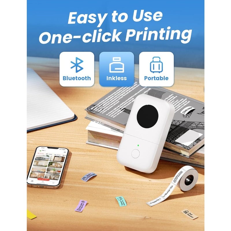 D30 Label Maker Machine with Tape - Thermal Bluetooth Portable Sticker Printer Wireless Labeler for iPhone Android Phone Tablet Home Kitchen School Office Use 12mm Tape Width Rechargeable Battery - Image 4
