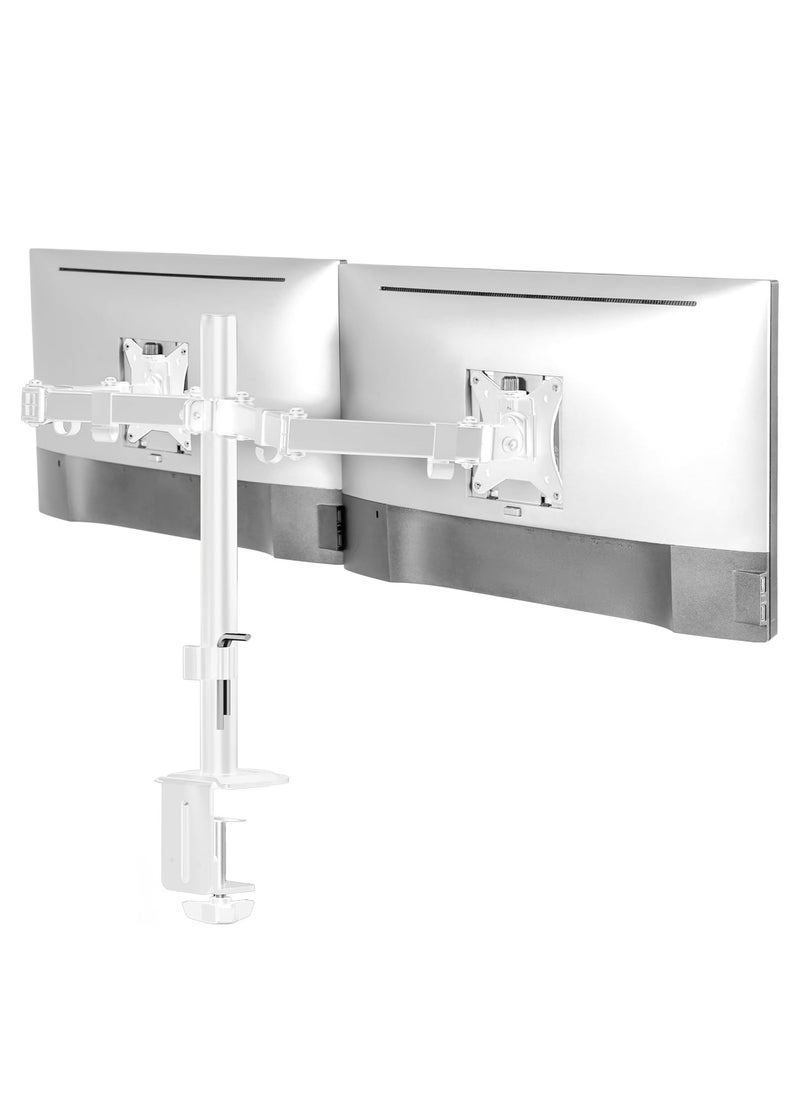 XiuWoo - Dual Monitor Mount for Desk, Adjustable Tilt Swivel on Double Monitor Mounts for Screens up to 32 inch, Dual Monitor Arms for 2 Monitors, VESA 75x75 and 100x100,with C-clamp and Grommet - Image 1
