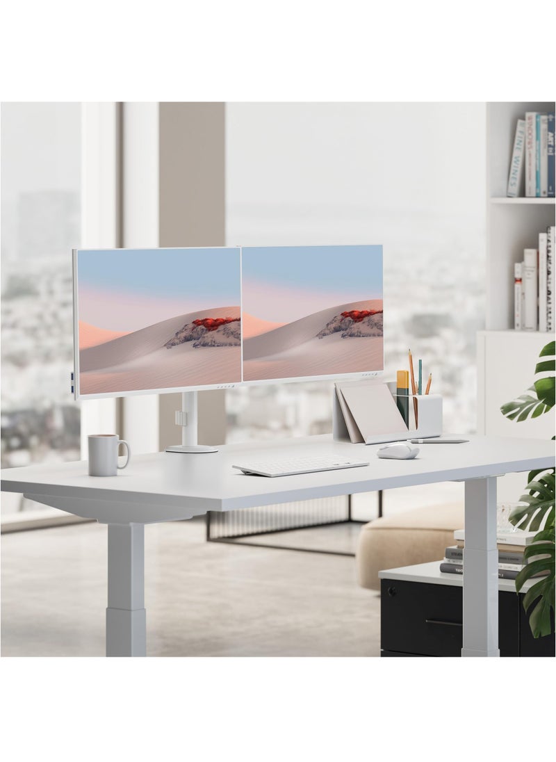 XiuWoo - Dual Monitor Mount for Desk, Adjustable Tilt Swivel on Double Monitor Mounts for Screens up to 32 inch, Dual Monitor Arms for 2 Monitors, VESA 75x75 and 100x100,with C-clamp and Grommet - Image 1
