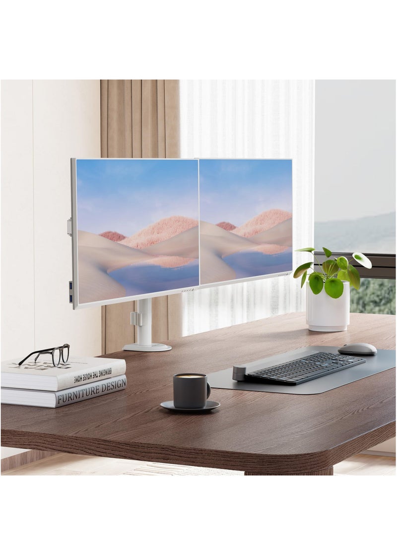 XiuWoo - Dual Monitor Mount for Desk, Adjustable Tilt Swivel on Double Monitor Mounts for Screens up to 32 inch, Dual Monitor Arms for 2 Monitors, VESA 75x75 and 100x100,with C-clamp and Grommet - Image 1