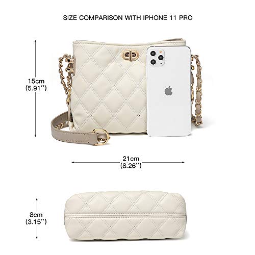 Sivim Small Crossbody Bags for Women Purses Fashion Leather Lightweight Handbags Shoulder Bag(Beige) - Image 3