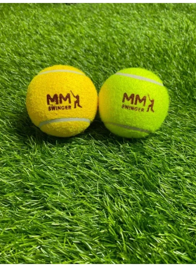 MM-Swinger Heavy Felt Tape Ball Cricket Ball - Neon Green - Image 2