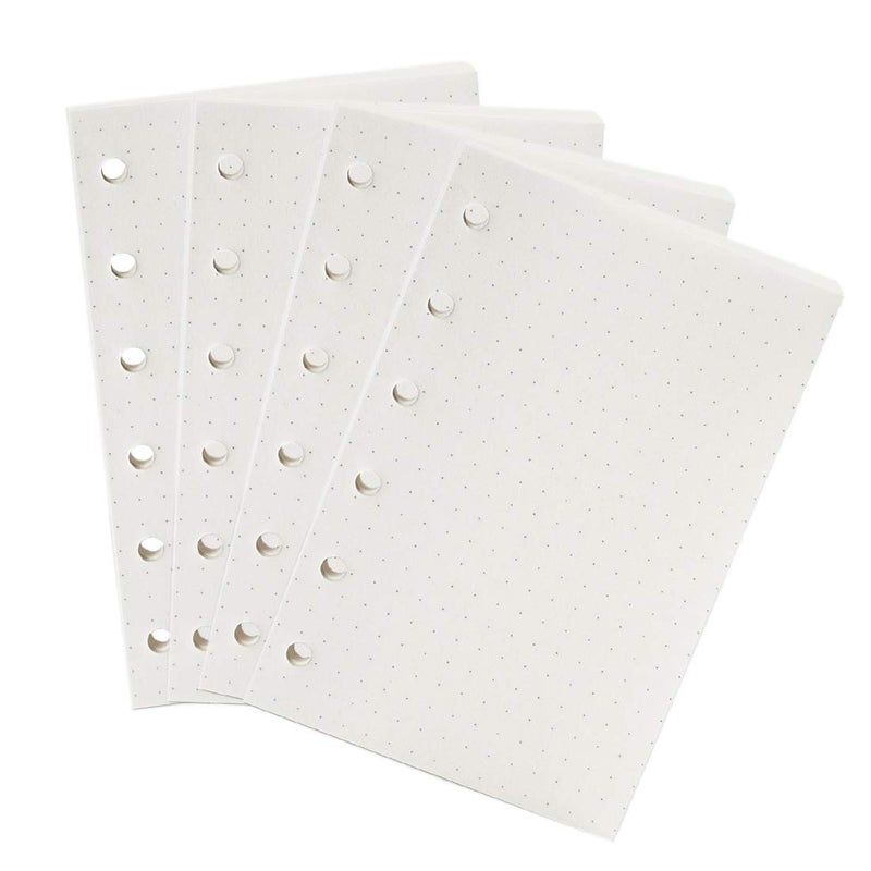 Moterm A7/Pocket Planner Insert, 4-Pack Binder Notebook Organiser Refills Paper, 3.23 x 4.84 Inch 100gsm Thick Paper(A7/Pocket, Dotted)