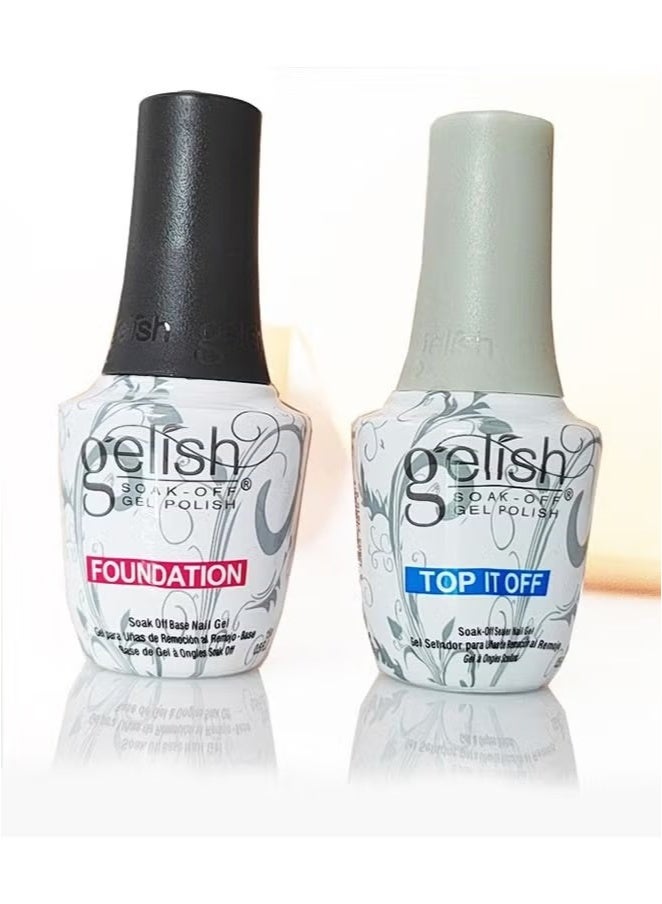 Gelish No Wipe Top & Base Coat Set – Long-Lasting, Soak-Off Gel, UV/LED Drying, High Shine Finish, Nail Polish Kit - Image 2