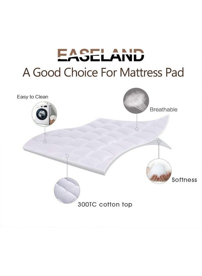 EASELAND EASELAND Twin XL Mattress Pad Pillow Top Quilted Fitted Mattress Cover/ Protector Extra Long Cotton Top 8-21" Deep Pocket Cooling Mattress Topper (39x80 Inches, White)  - Image 2