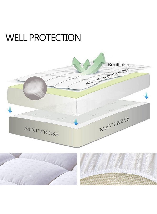EASELAND EASELAND Twin XL Mattress Pad Pillow Top Quilted Fitted Mattress Cover/ Protector Extra Long Cotton Top 8-21" Deep Pocket Cooling Mattress Topper (39x80 Inches, White)  - Image 3