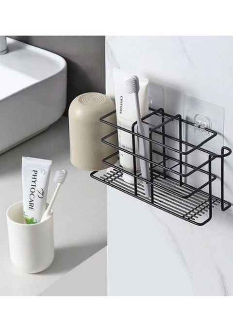 Toothbrush Holders For Bathroom,Wall Mounted Toothpaste And Toothbrush Holder With 5 Slots And 2 Cup Positions,For Toothpaste,Facial Cleanser,Comb