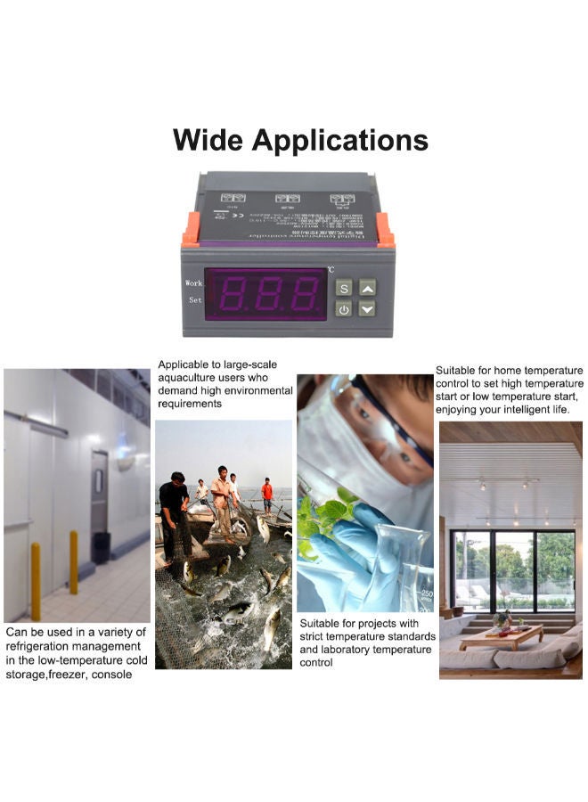 NIBEMINENT MH-1210W Intelligent Micro Computer Digital Temperature Controller With Sensor Grey/Orange  - Image 2