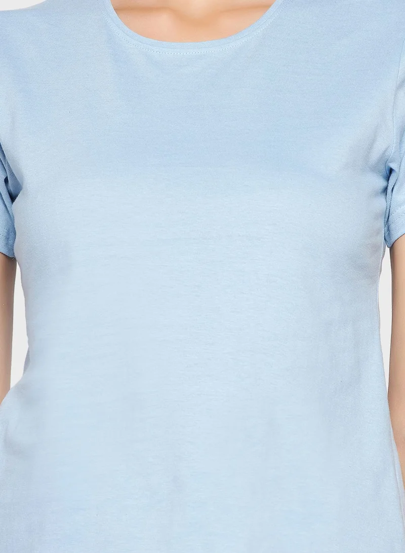 Clovia Round Neck T-Shirt & Pyjama Set