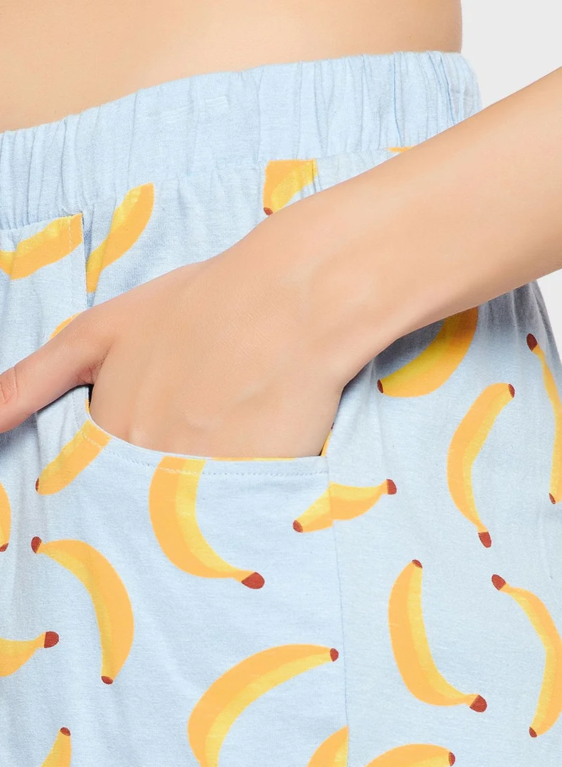 Clovia Round Neck T-Shirt & Pyjama Set