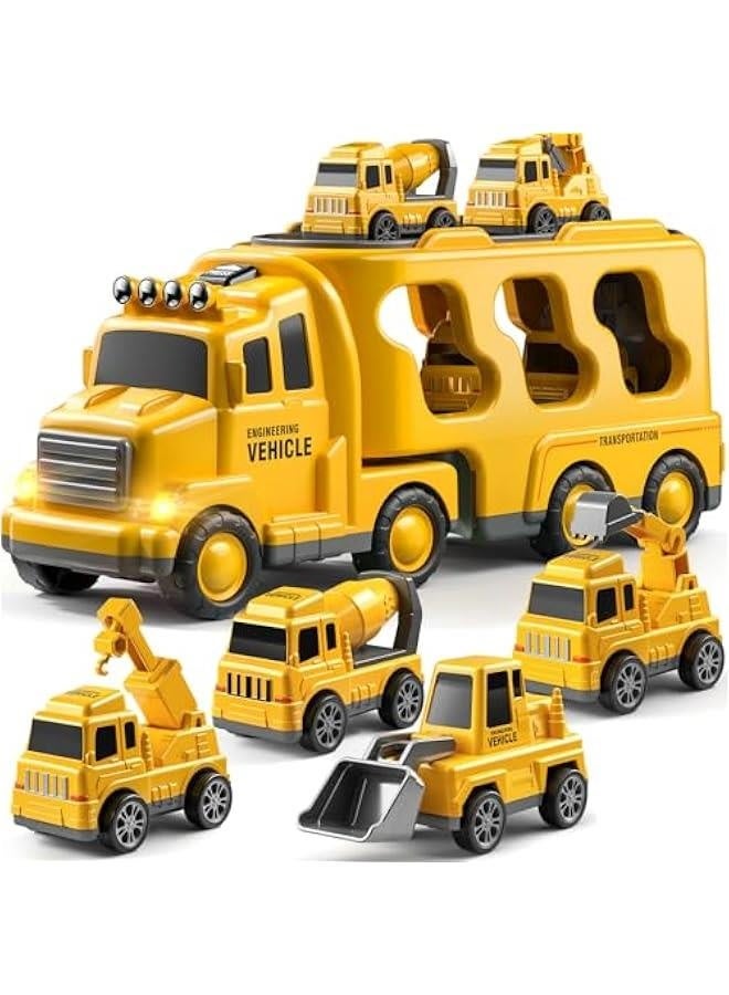 Truck Toys for 3 4 5 6 Years Old Boys, Toddler Car Toys for Toddler Boys Ages 3-5, Construction Toys Car Carrier Vehicle Toy Set, Kids Toys Truck Set for Age 3-9  - Image 1