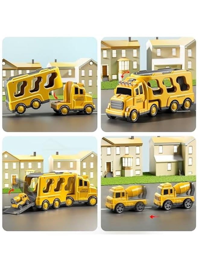 Truck Toys for 3 4 5 6 Years Old Boys, Toddler Car Toys for Toddler Boys Ages 3-5, Construction Toys Car Carrier Vehicle Toy Set, Kids Toys Truck Set for Age 3-9  - Image 4
