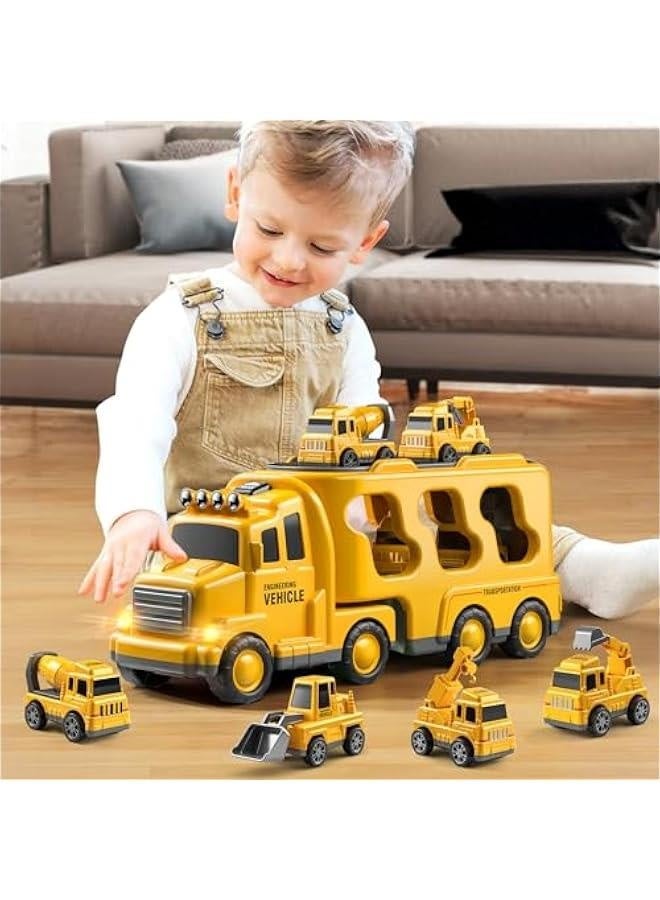 Truck Toys for 3 4 5 6 Years Old Boys, Toddler Car Toys for Toddler Boys Ages 3-5, Construction Toys Car Carrier Vehicle Toy Set, Kids Toys Truck Set for Age 3-9  - Image 3