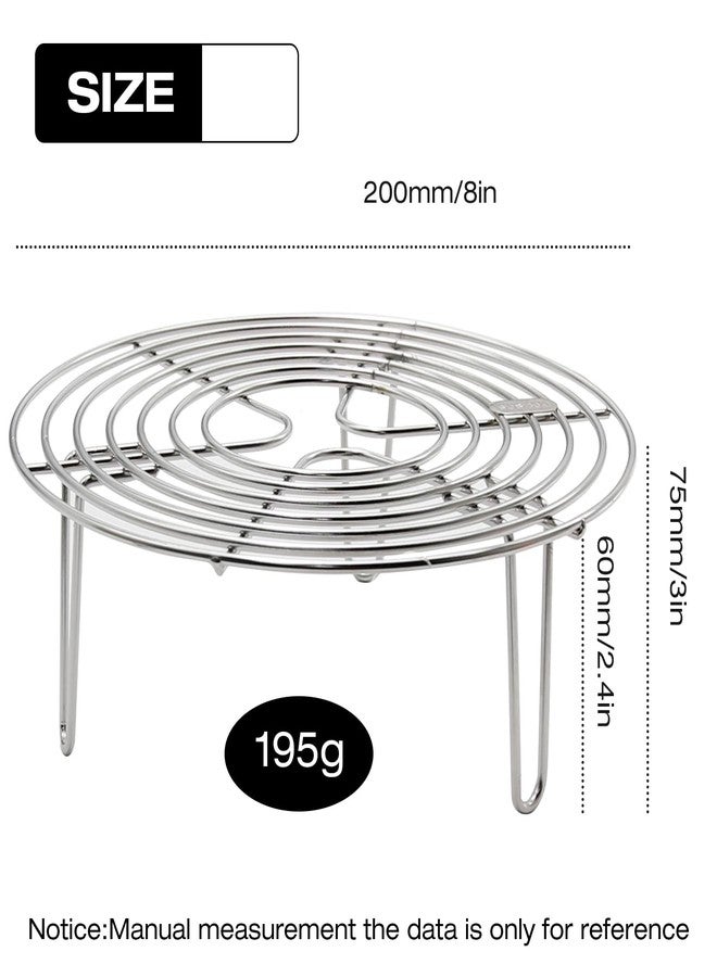 MDEOOSKY Round Steamer Rack and Cooling Rack,Stainless Steel Pot Trivet, Cooking Rack,Wire Steamer Kettle Rack Holder, Air Fryer Cooking Steamer Rack for Baking Canning Cooking Steaming, 7.9''X2.8'' - Image 2