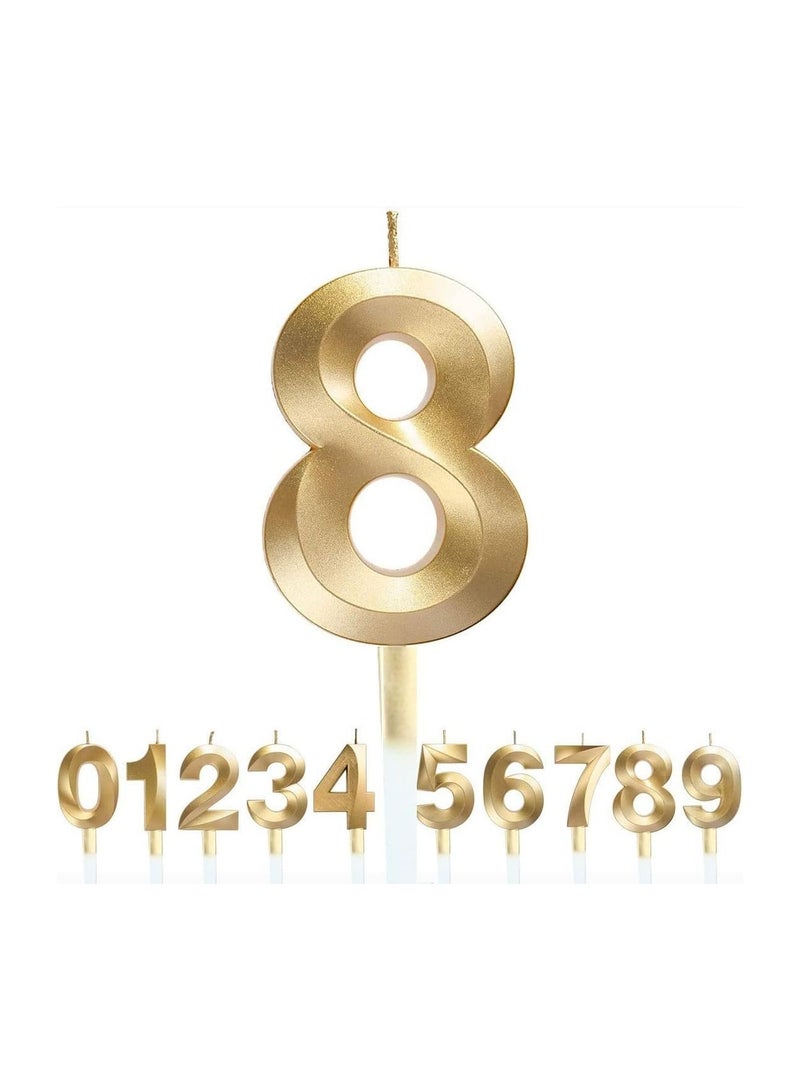 GOLDEDGE 3D Shape Birthday Cake Candles Gold Glitter Birthday Candles Decorative Decoration for Birthday Anniversary Wedding Party Graduation Party (8) - Image 4