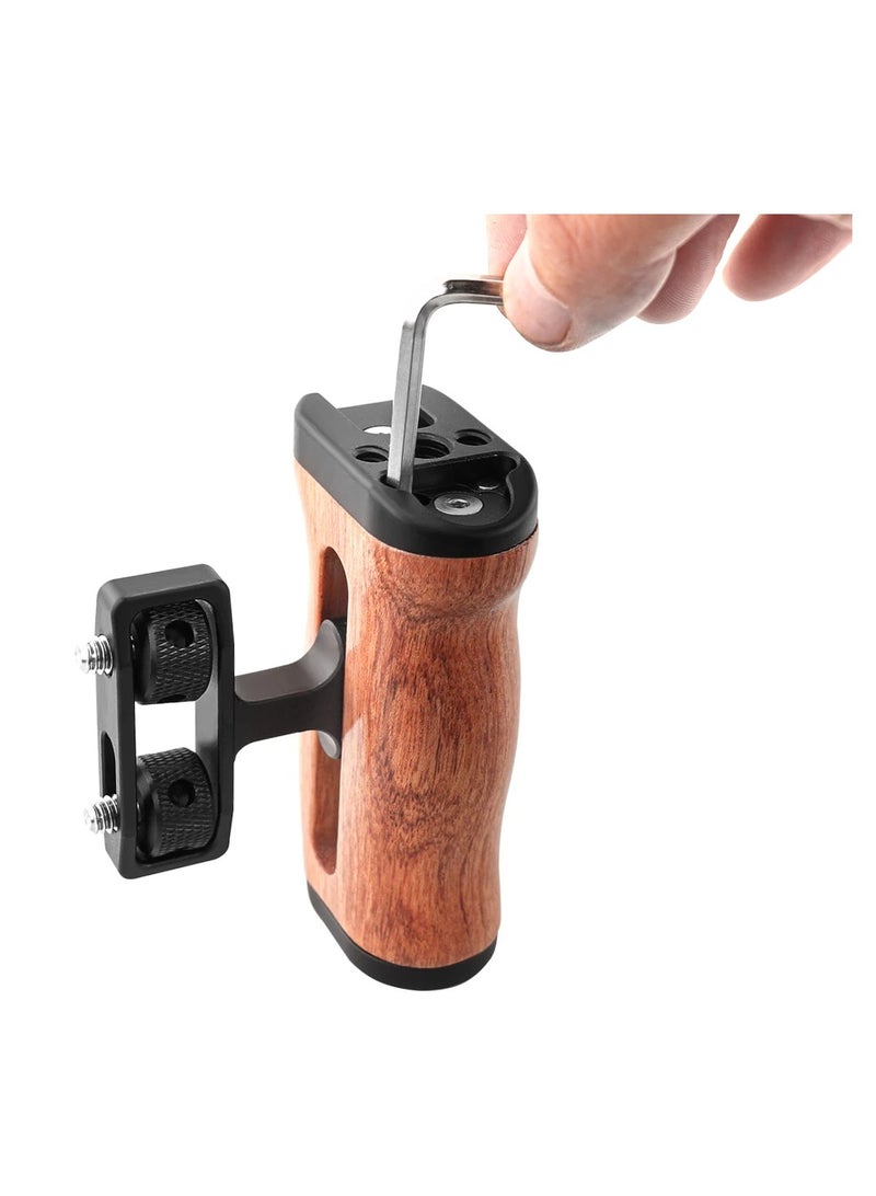 Universal Camera Cage Left Right Side Handle For Sony Canon Nikon Camera Cage Wooden Handle Grip Cold Shoe For Mic Video Light  - Image 3