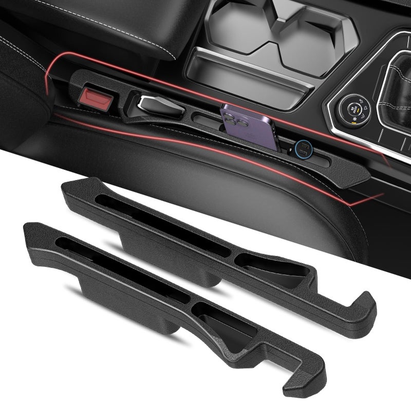 DDTPDE Car Seat Gap Filler 2Pack, Inserts Between Seats Console with Organizer Storage Upgraded Phone Holder Car Side Seat Gap Fillers Cars Front Seats Fill Plug Car Essentials for Vehicle SUV Truck (Black) - Image 1